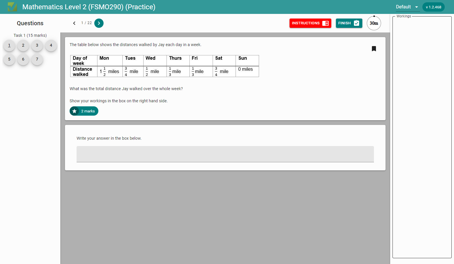 There is a timer on the top right that tells you how much time you have left in that section.