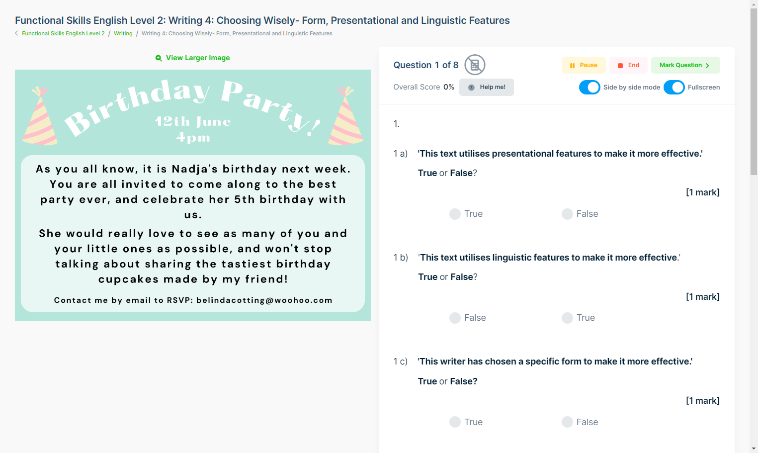 You can toggle on side by side mode, this ensures that you can see the source and the questions at the same time.