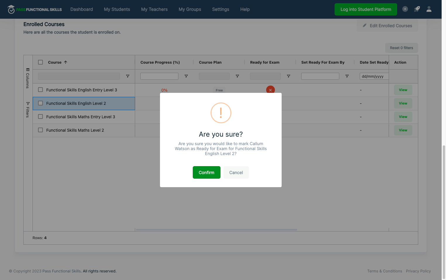 Click on 'Confirm'