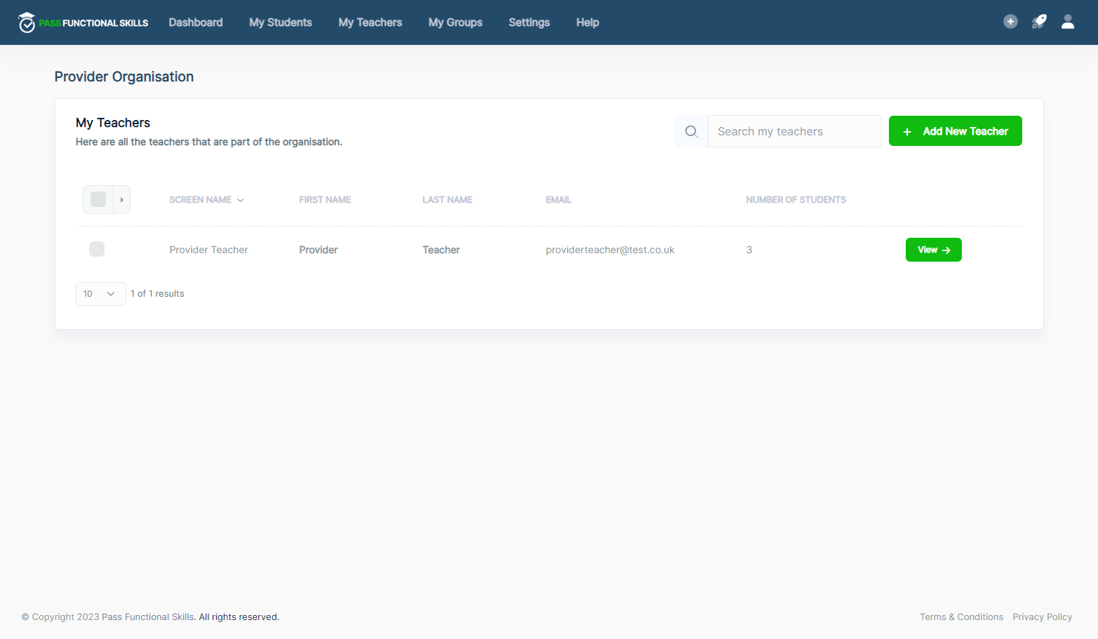 Click on View next to the teacher you want to attach students to.