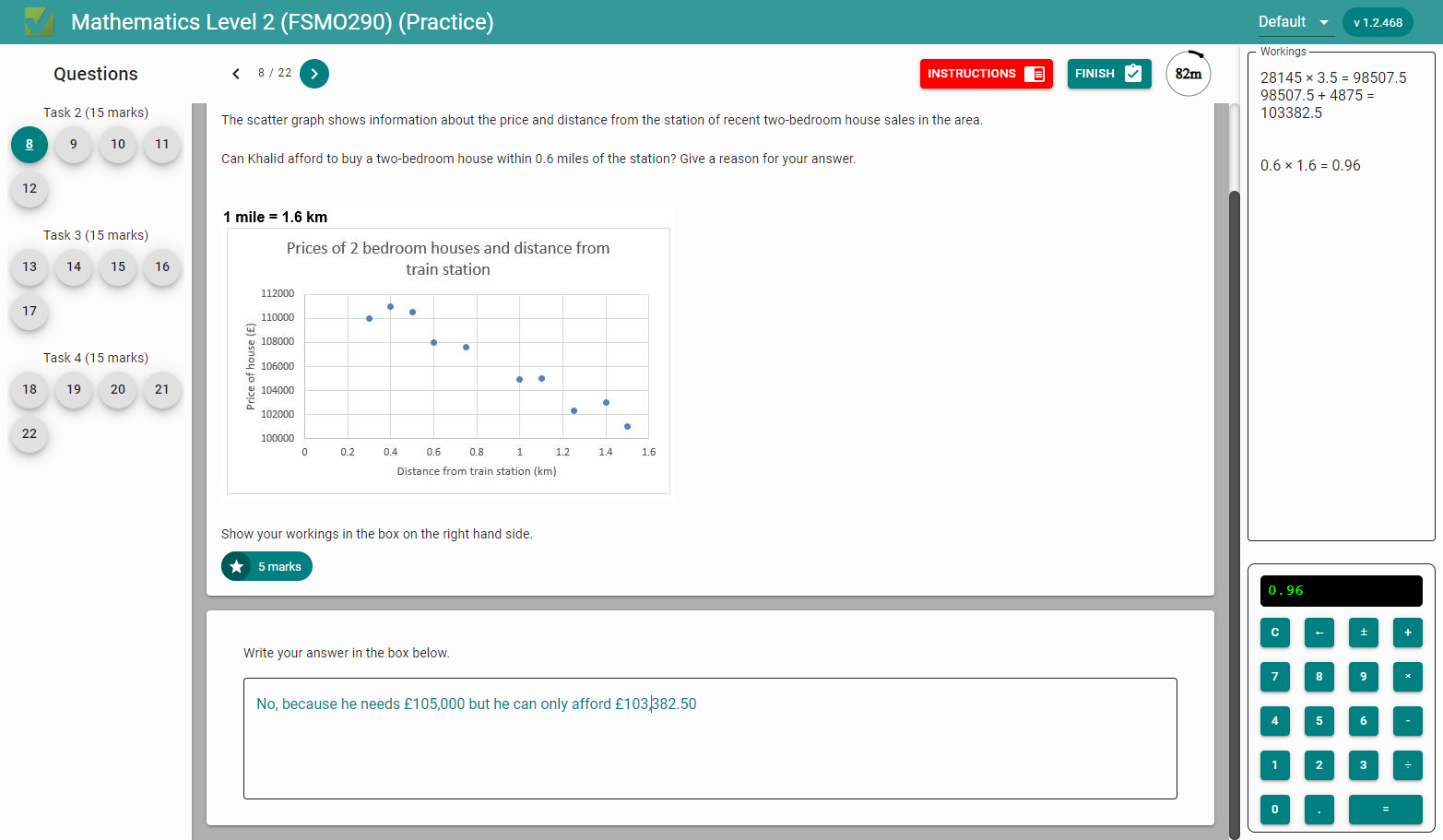 Make sure all your working is on the box on the right and your final answer is in the bottom box.
