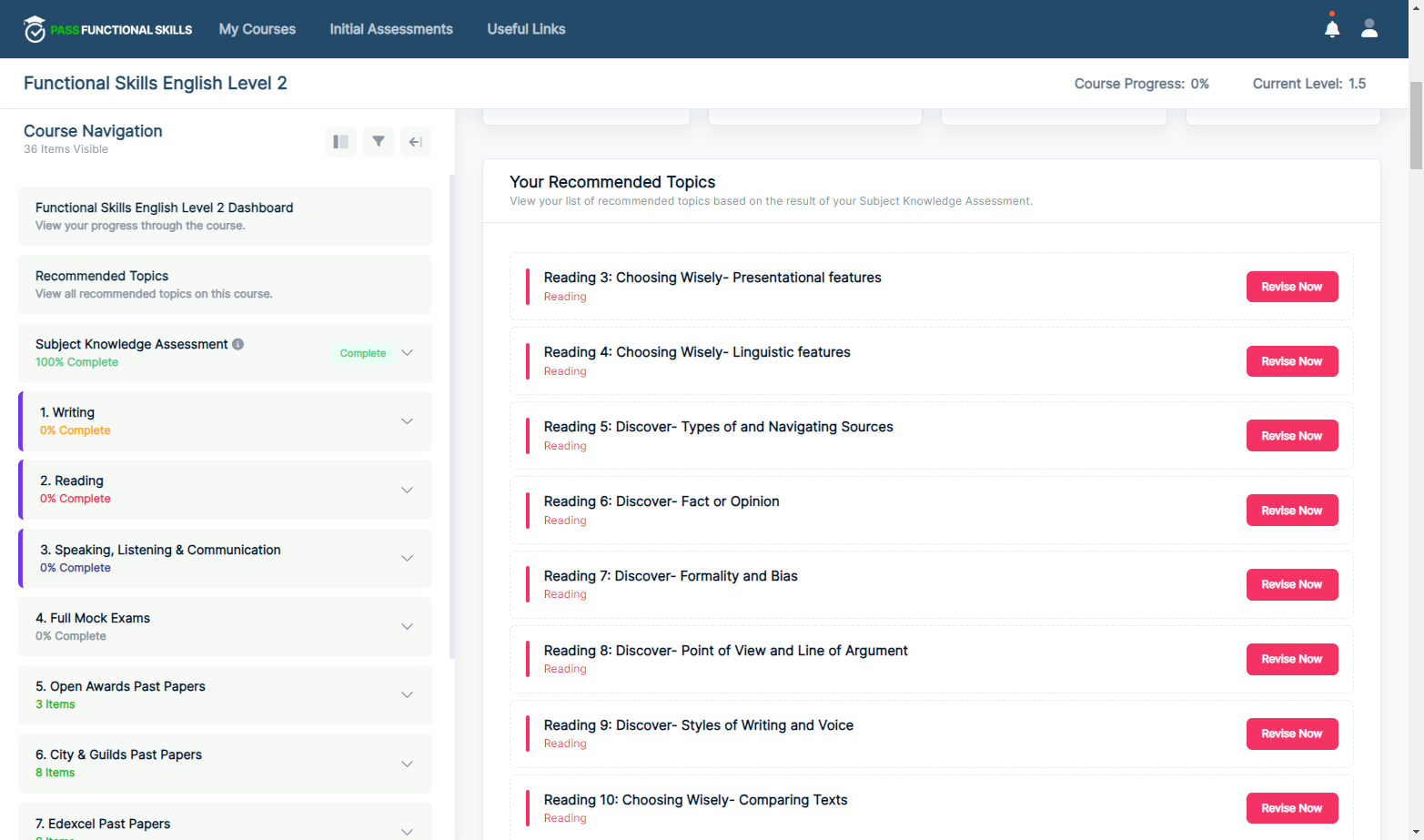 If you scroll down you will find a list of your recommended topics