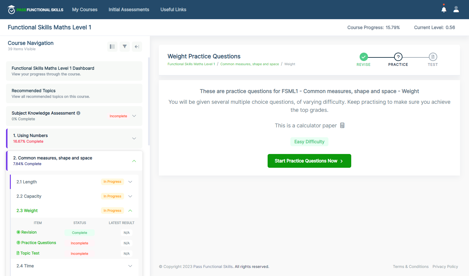 Click on Start Practice Questions Now