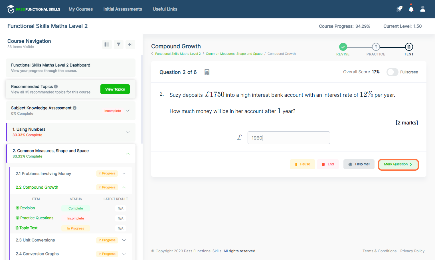 Go through the questions, each question is marked straight after you complete it.
