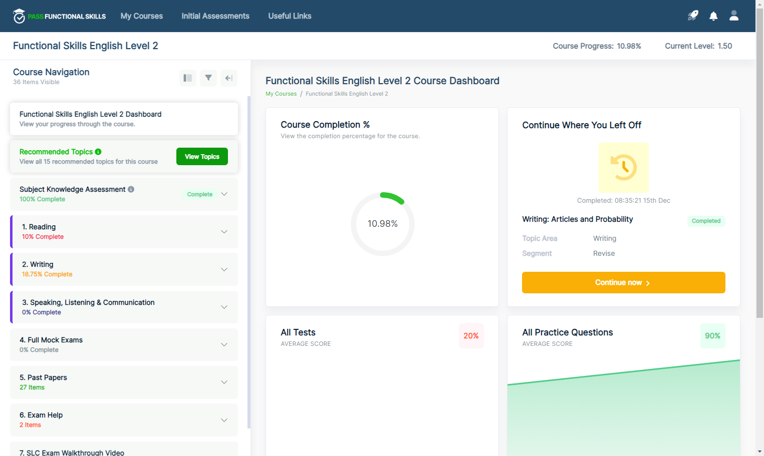 From your learner dashboard, click view topics.