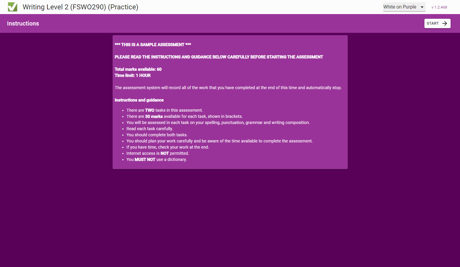 For example, this is 'White on Purple'