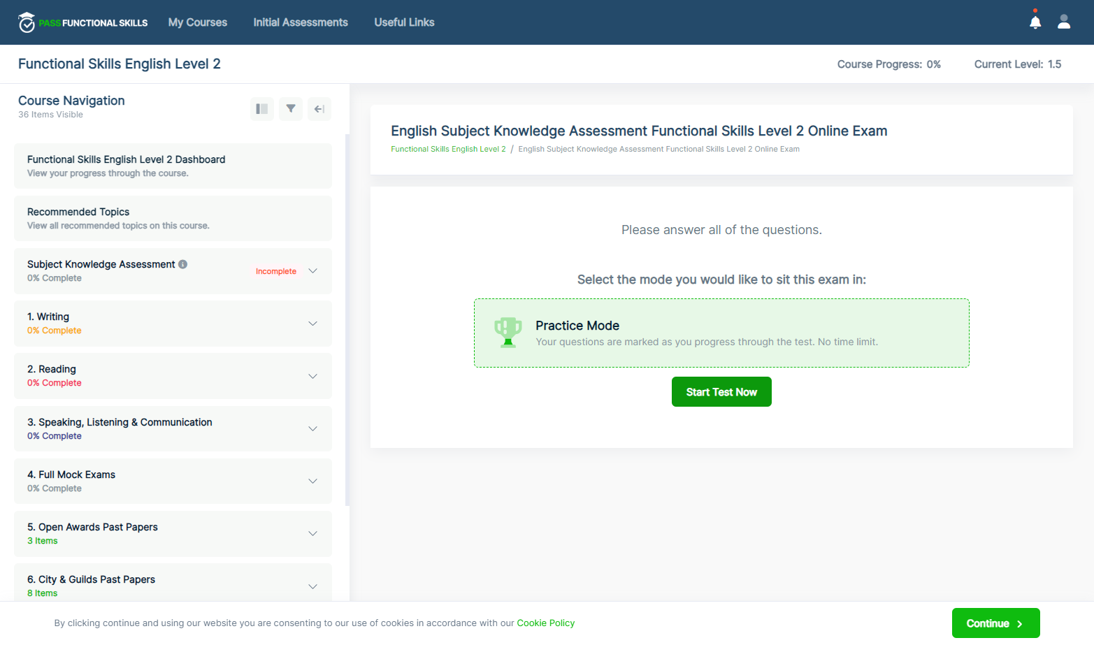 Click on Start Test Now and complete all the questions.