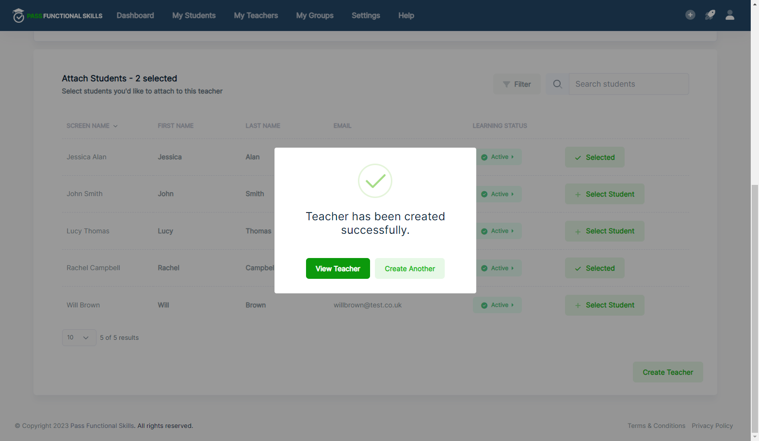 Click on View Teacher