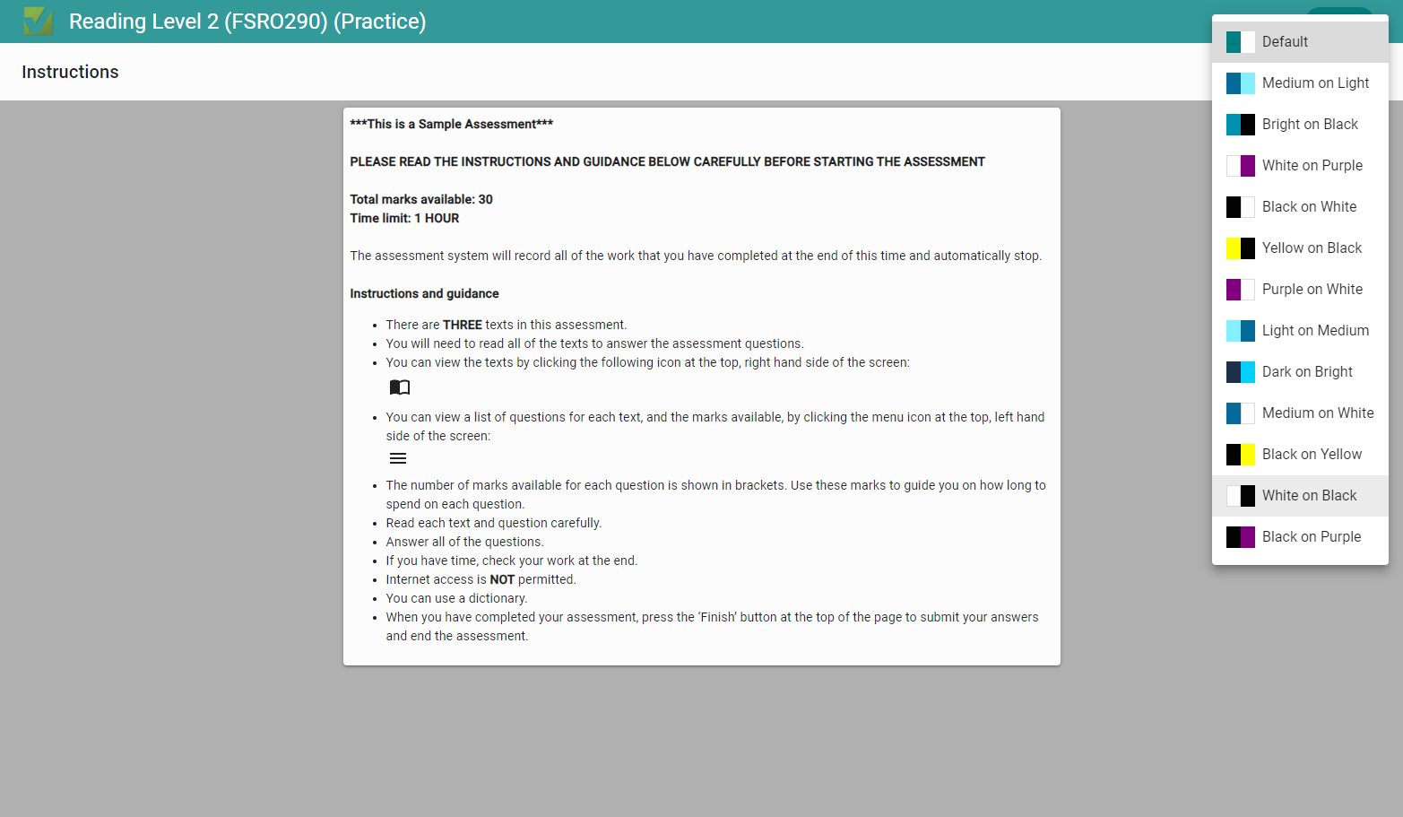 You can then choose the colour contrast you would like.