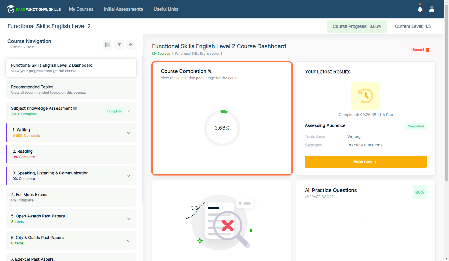 You can see your course progress in the top right at all times, as well as on the dashboard.