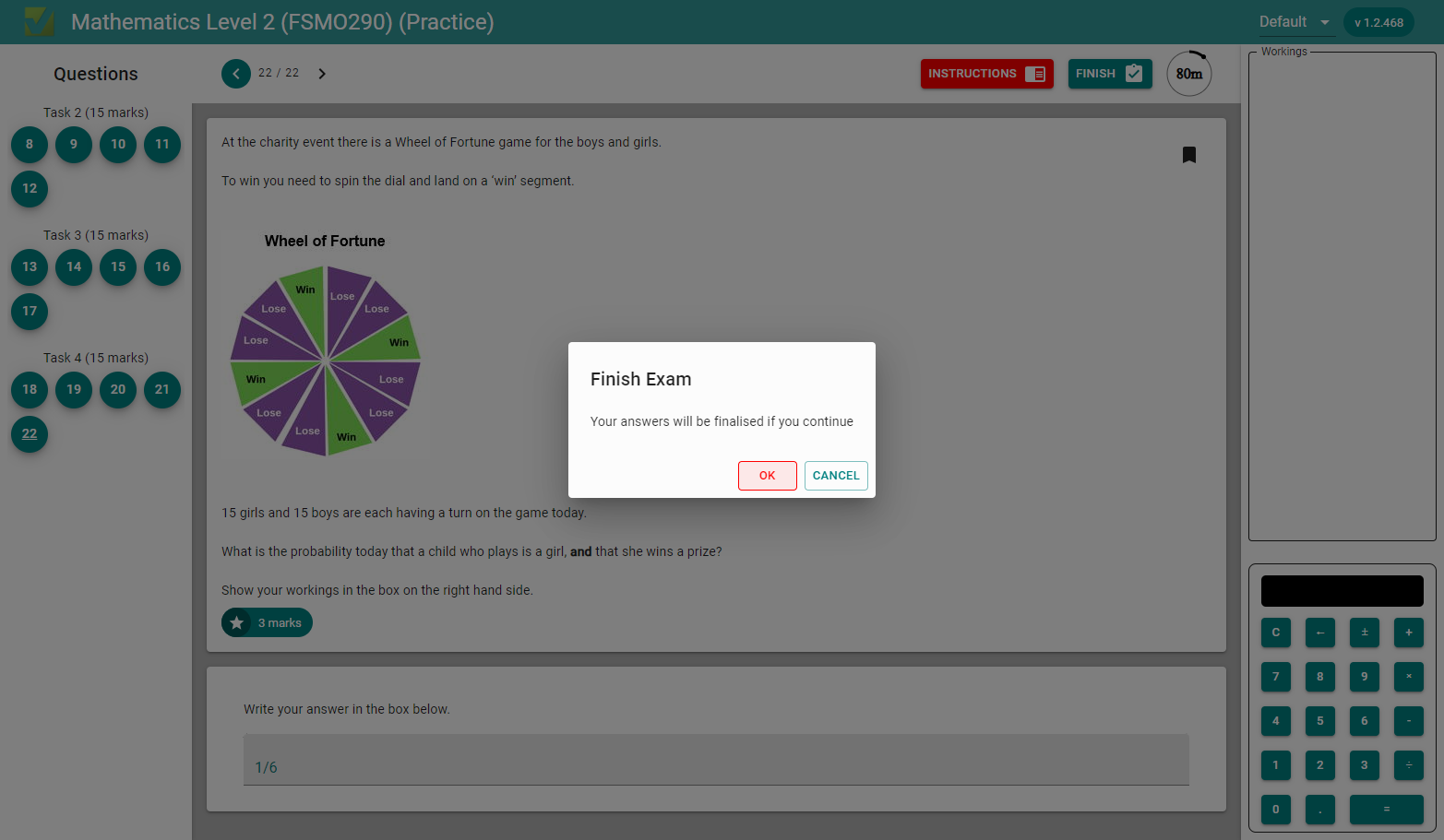 Click on OK and your exam will be submitted.